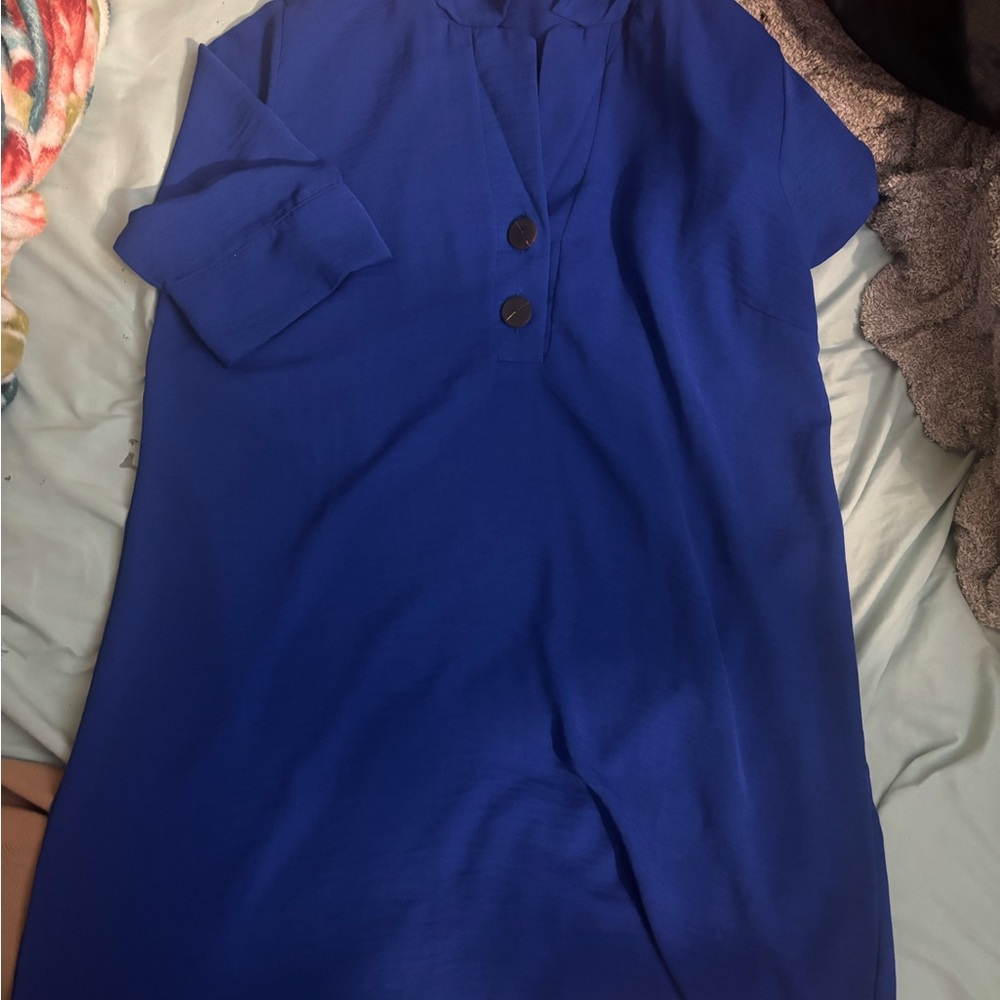 Blue Button-Up Dress